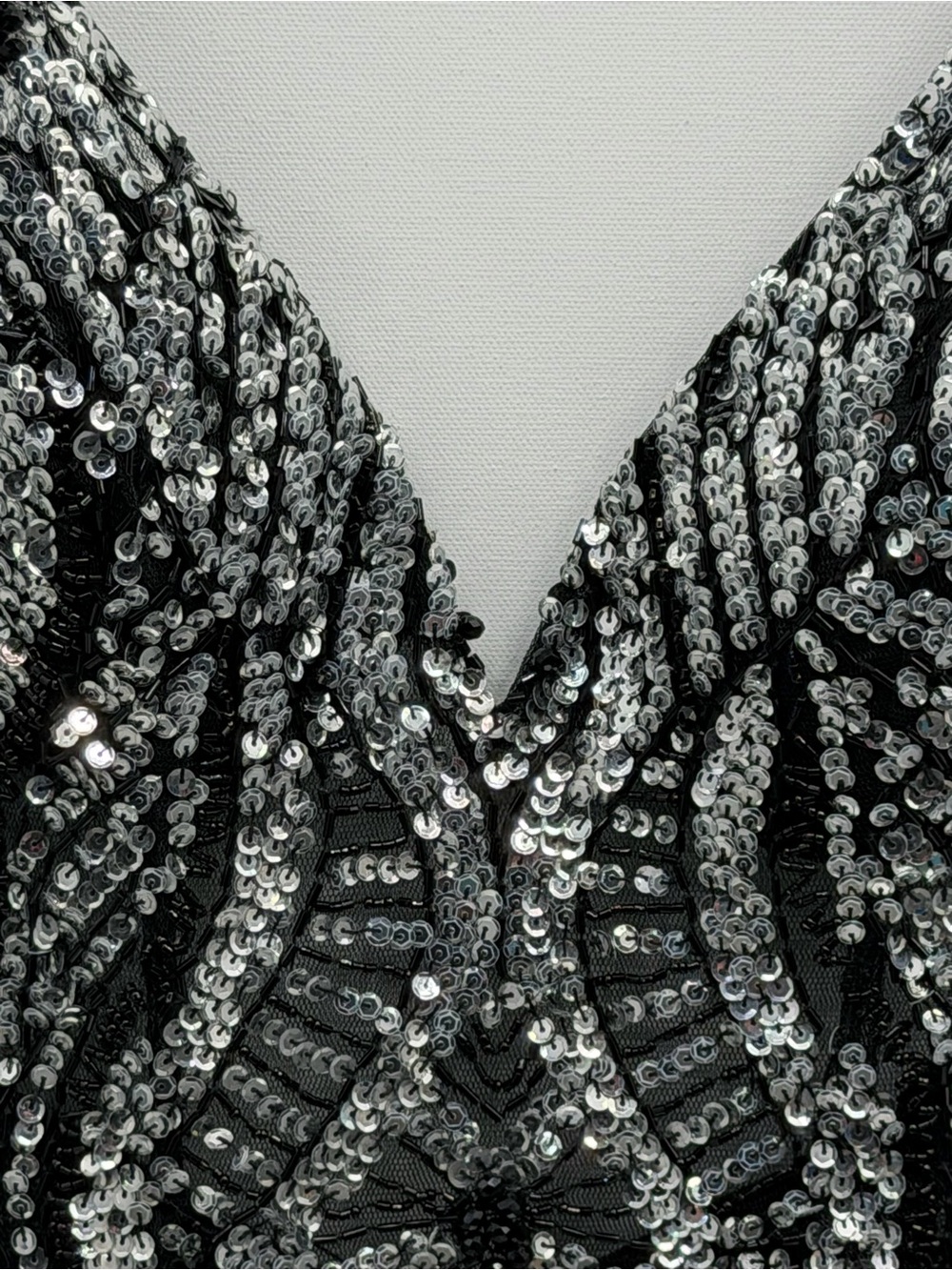 Jovani Sequin Beaded Mini Dress with Black Feather Straps - Picture 6 of 13